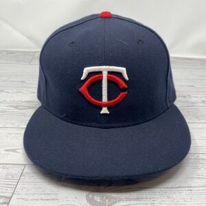 New Era Minnesota Twins Baseball‎ Cap 59FIFTY Fitted Navy Red Size 7 3/8